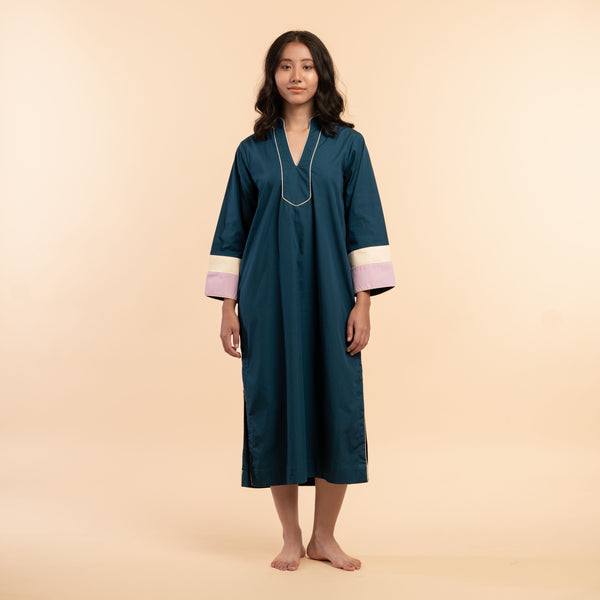 Deep Current Cotton Midi Kaftan Dress