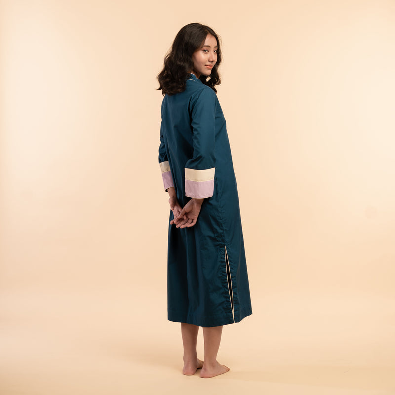 Deep Current Cotton Midi Kaftan Dress