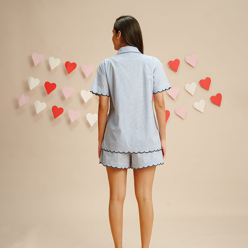 Cloudy Scalloped Shorts Set