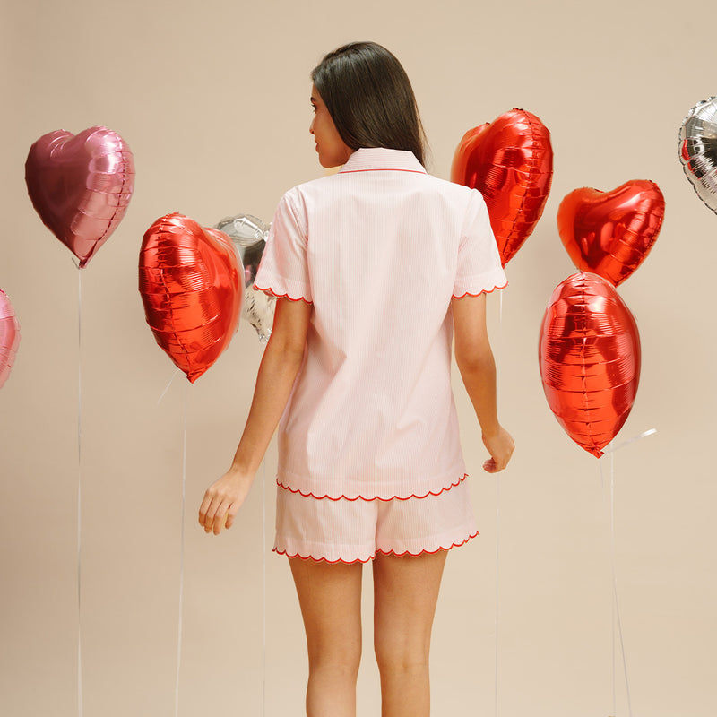 Rosy Scalloped Shorts Set (MB)
