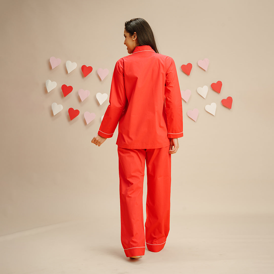 Cupid Cotton Notched Collar Pyjama Set