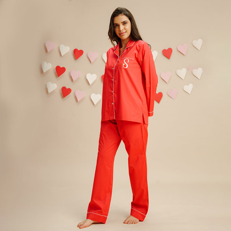 Cupid Cotton Notched Collar Pyjama Set