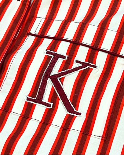 Cranberry Stripe Tie Up Cotton Pyjama Set