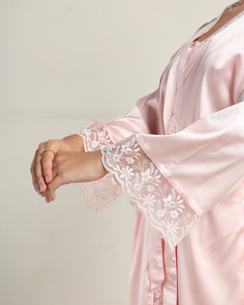 Rosé Satin Short Robe