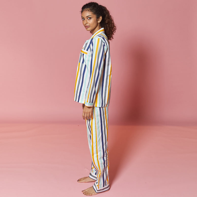 Dandelion -Ochre Stripe -Printed Cotton - Honey Nut - Pajamas Sets