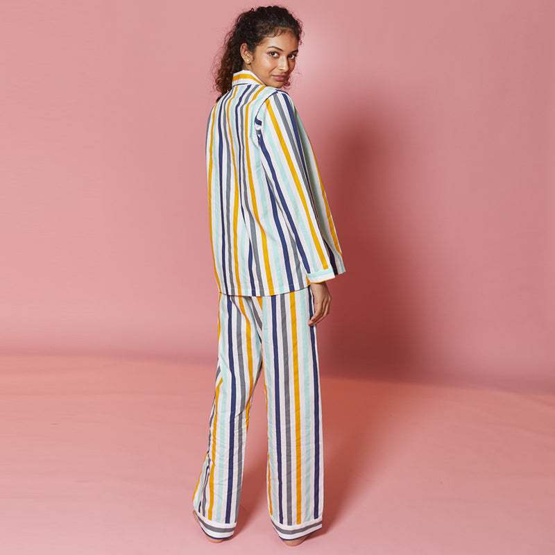 Dandelion -Ochre Stripe -Printed Cotton - Honey Nut - Pajamas Sets