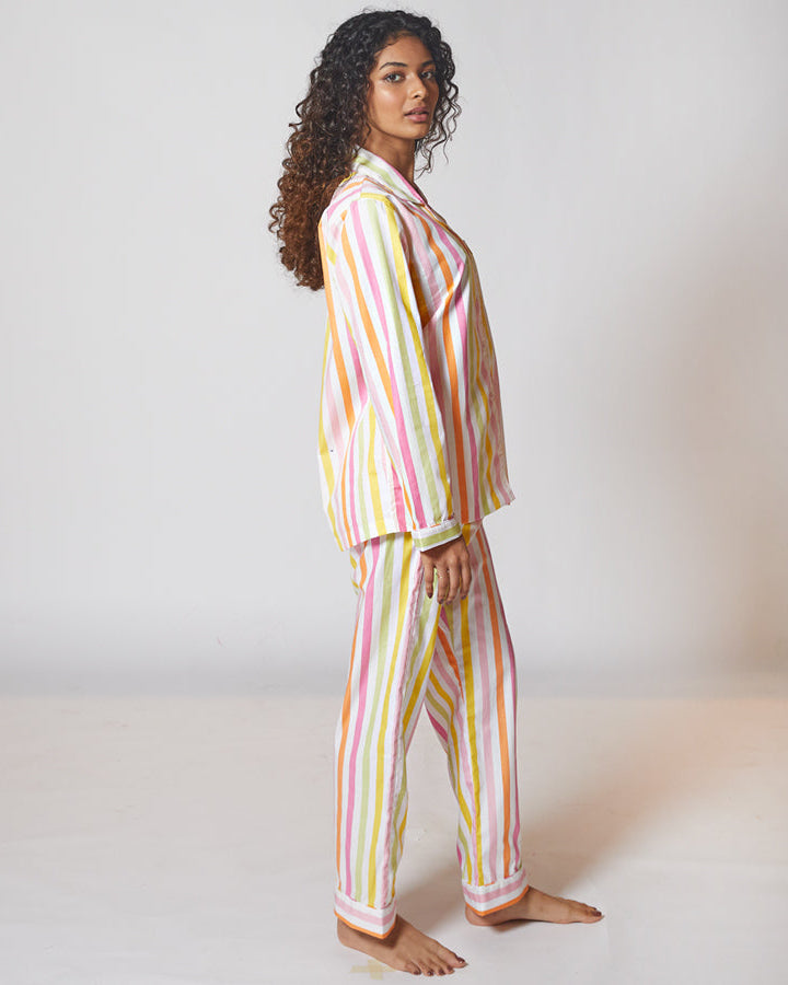 Dandelion-Pastel Multicolour -Cotton-Multi Stripe- Candy Stripe-Pajamas Sets