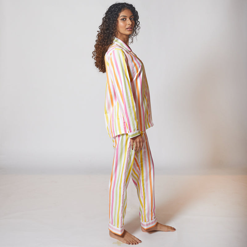 Dandelion-Pastel Multicolour -Cotton-Multi Stripe- Candy Stripe-Pajamas Sets