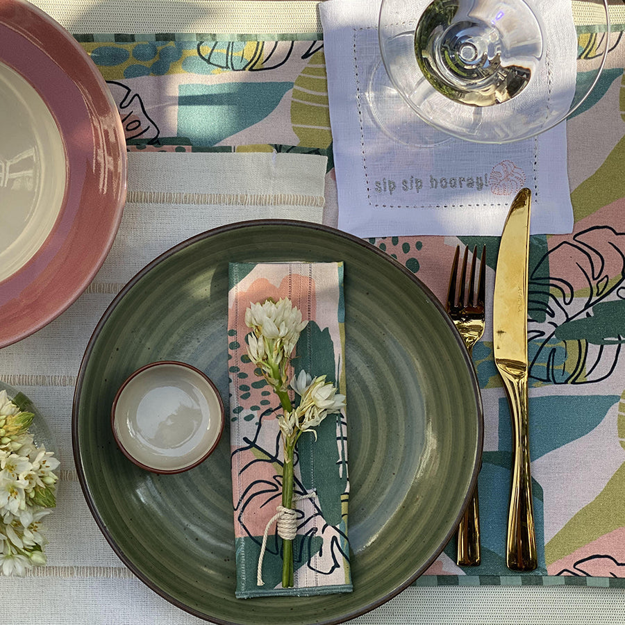 Dandelion -Tropical -Table Runner -Floral -Woven Printed