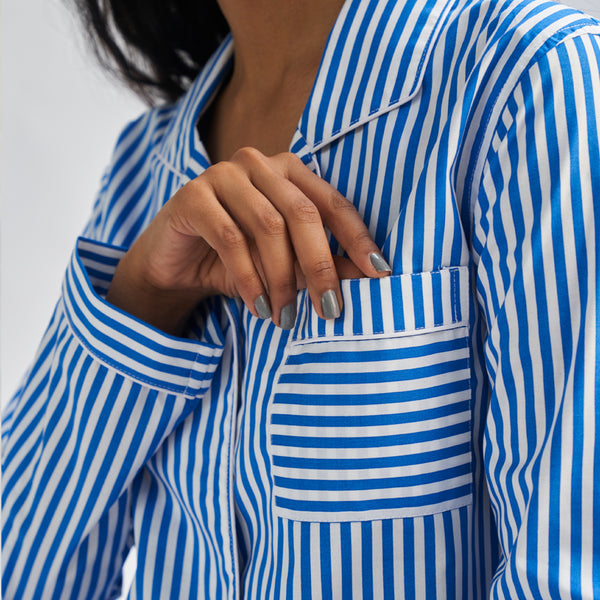 Floaty Sky Cotton Notched Collar Pyjama Set