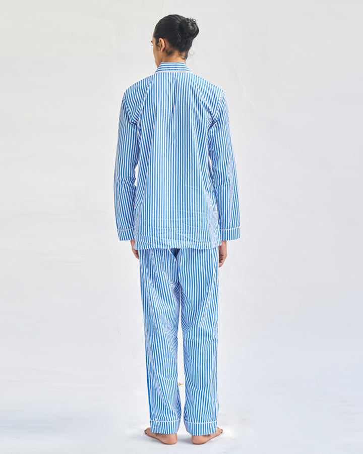 Floaty Sky - Everyday Set<br>Men's Embroidered Cotton Notch Collar Pajama Set