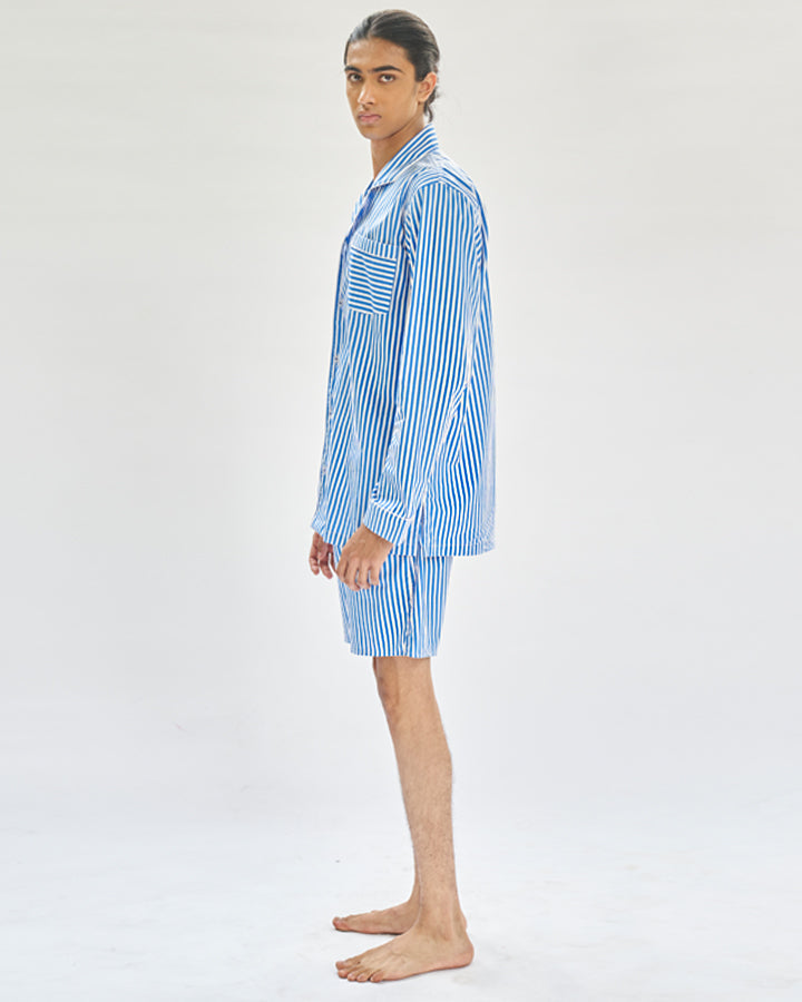 Floaty Sky - Everyday Set<br>Men’s Cotton Notch Collar Shorts Set