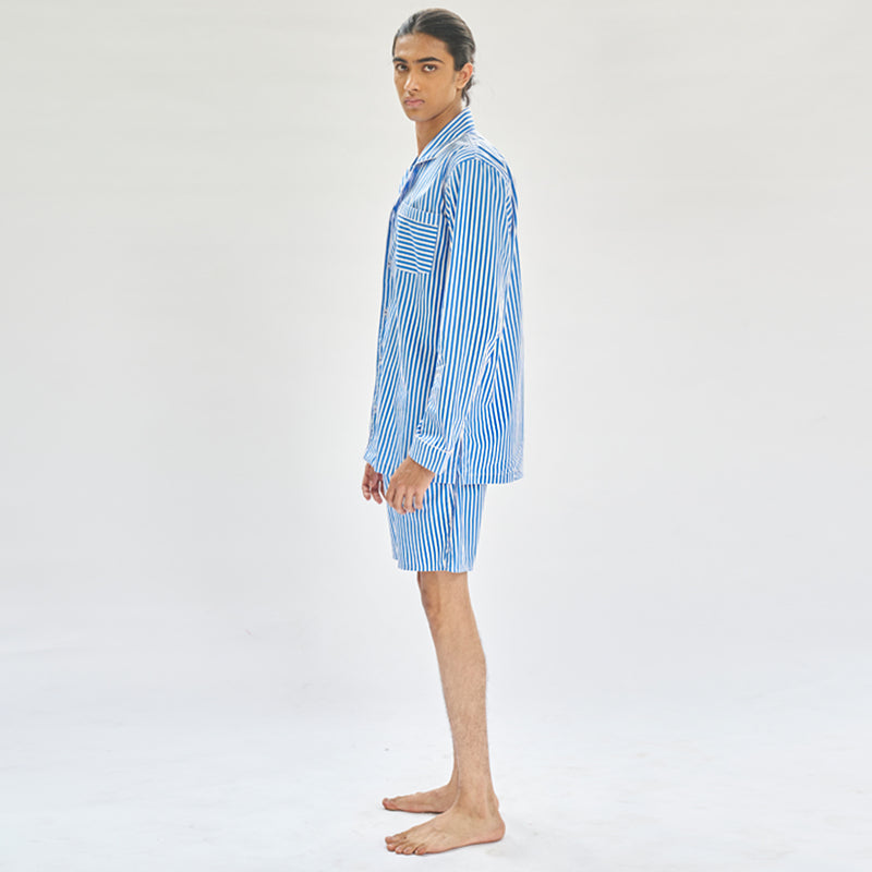 Floaty Sky Cotton Notched Shorts Set