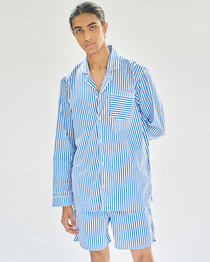 Floaty Sky - Everyday Set<br>Men’s Cotton Notch Collar Shorts Set