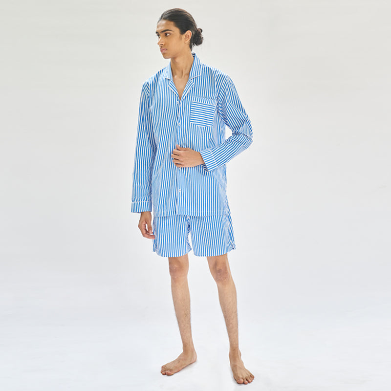 Floaty Sky Cotton Notched Shorts Set