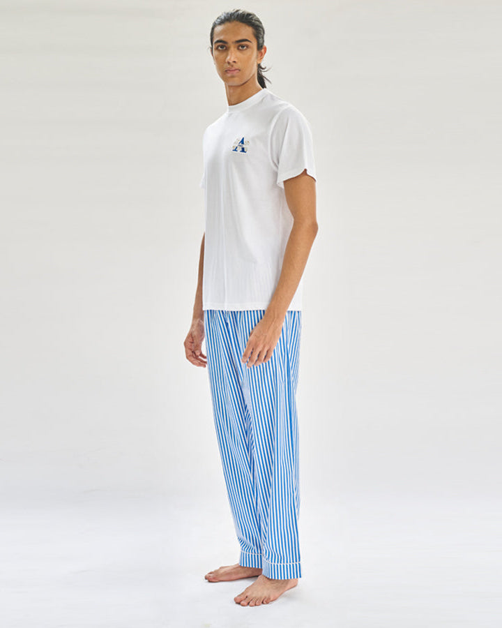 Floaty Sky Embroidered T-shirt & Cotton Pyjama For Men's