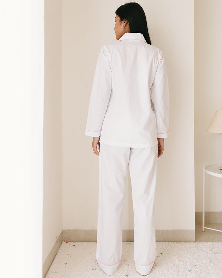 Embroidered Posie Pastel Punch - Everyday Set <br> Women Cotton Notched Pajama Set