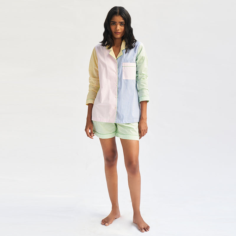 Many Moods Cotton Notched Shorts Set