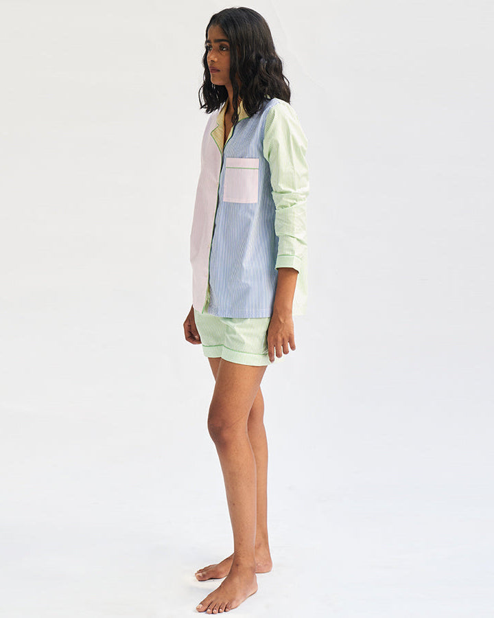 Many Moods - Everyday Set<br>Women’s Cotton Notch Collar Shorts Set