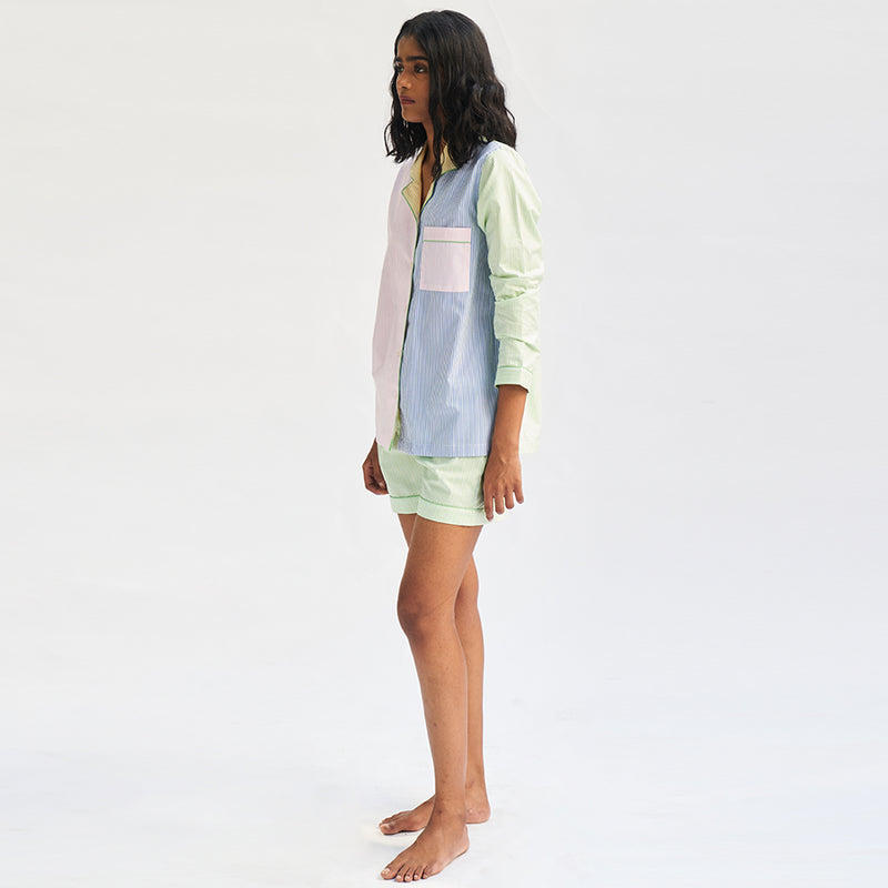 Many Moods Cotton Notched Shorts Set