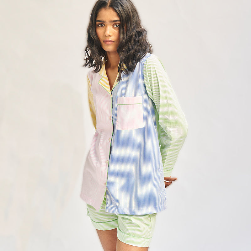 Many Moods Cotton Notched Shorts Set