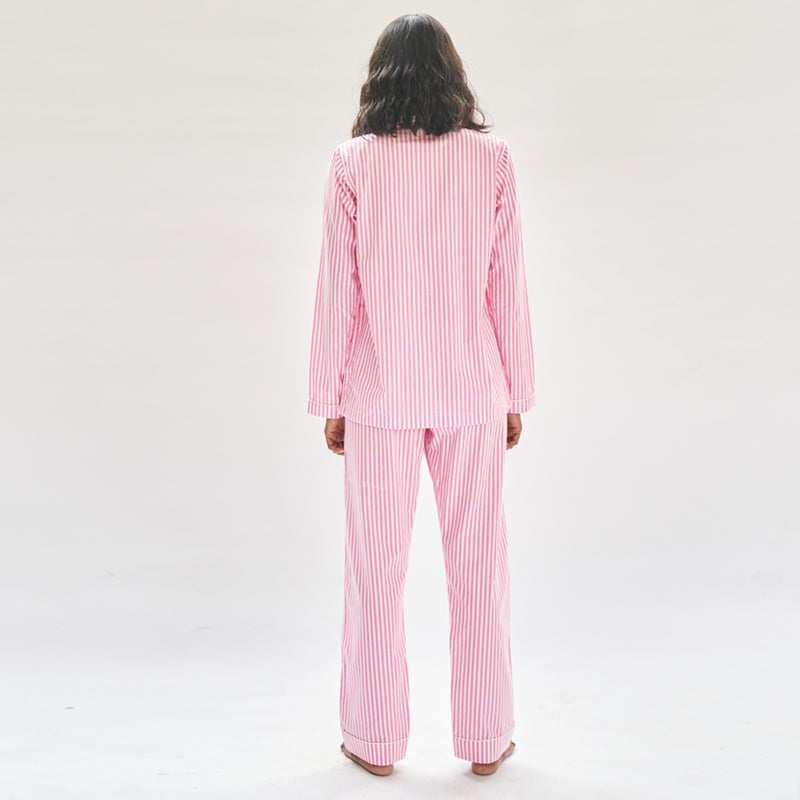 Morganite Embroidered Cotton Notched Collar Pyjama Set