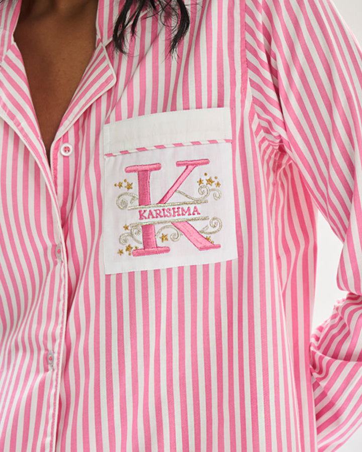 Morganite - Everyday Set<br>Women’s Embroidered Cotton Notch Collar Pajama Set