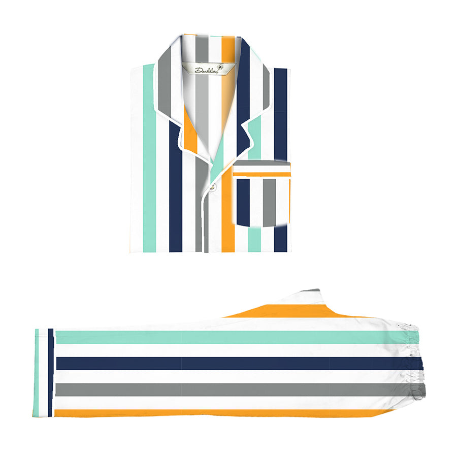 Dandelion -Ochre Stripe -Printed Cotton - Honey Nut - Kids Pajamas Sets