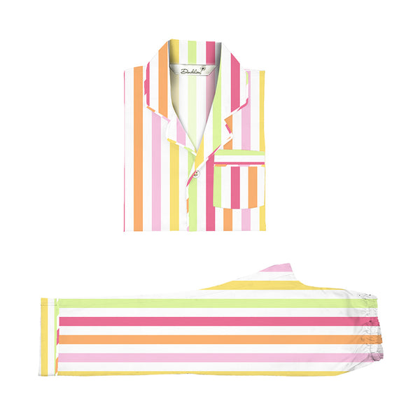 Dandelion-Pastel Multicolour -Cotton-Multi Stripe- Candy Stripe- Kids Pajamas Sets