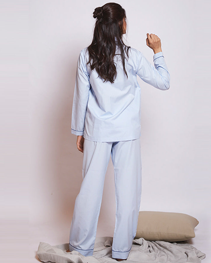 Cool Mint Cotton Notched Collar Pyjama Set