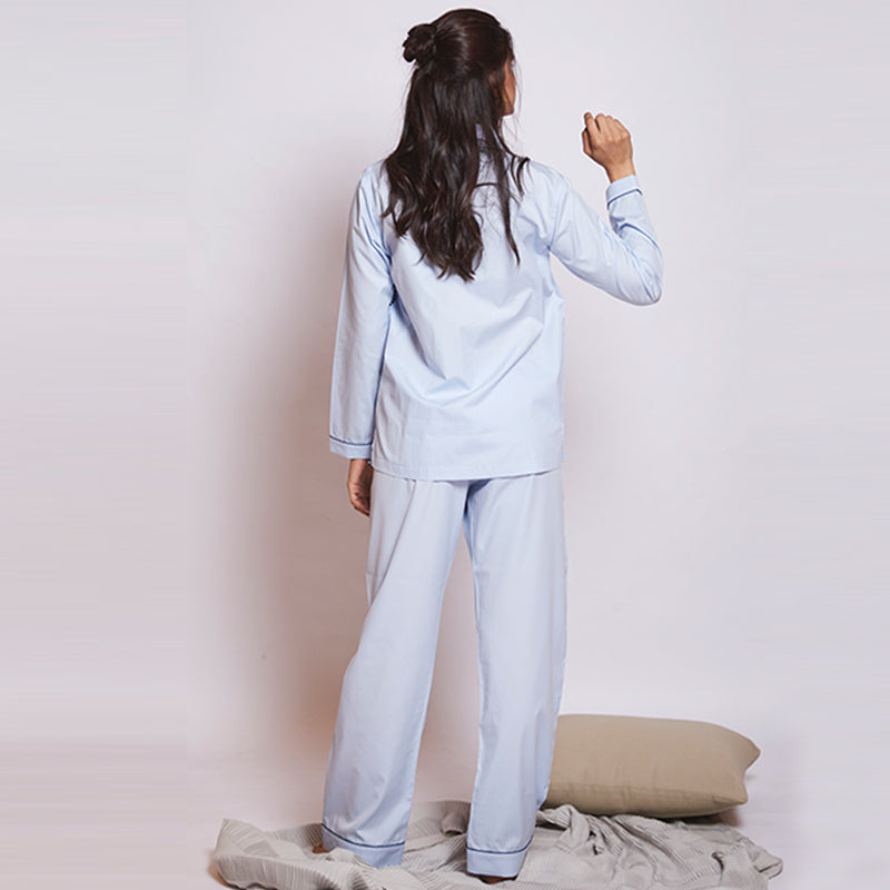 Cool Mint Cotton Notched Collar Pyjama Set