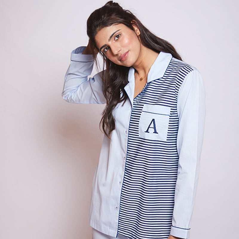 Cool Mint Cotton Notched Collar Pyjama Set
