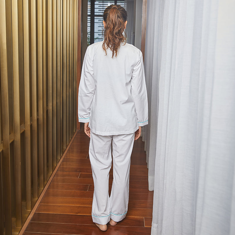 Dandelion - White - Solid Plain Cotton - Sweater Letters - Pajama Set