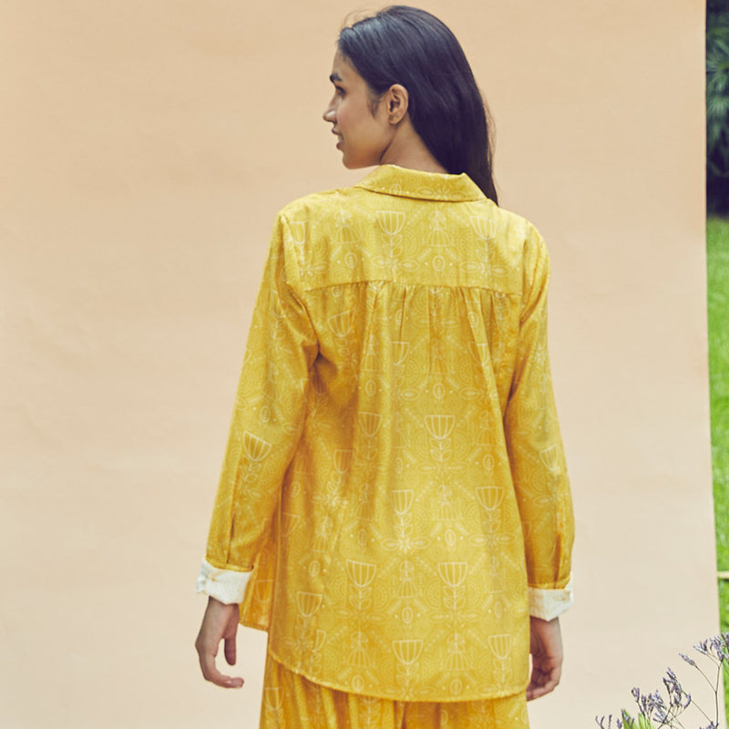 Tulip A-Line Contrast Cuff Shirt