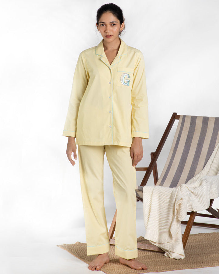 Lemonade - Everyday Set<br>Women’s Cotton Notch Collar Pajama Set