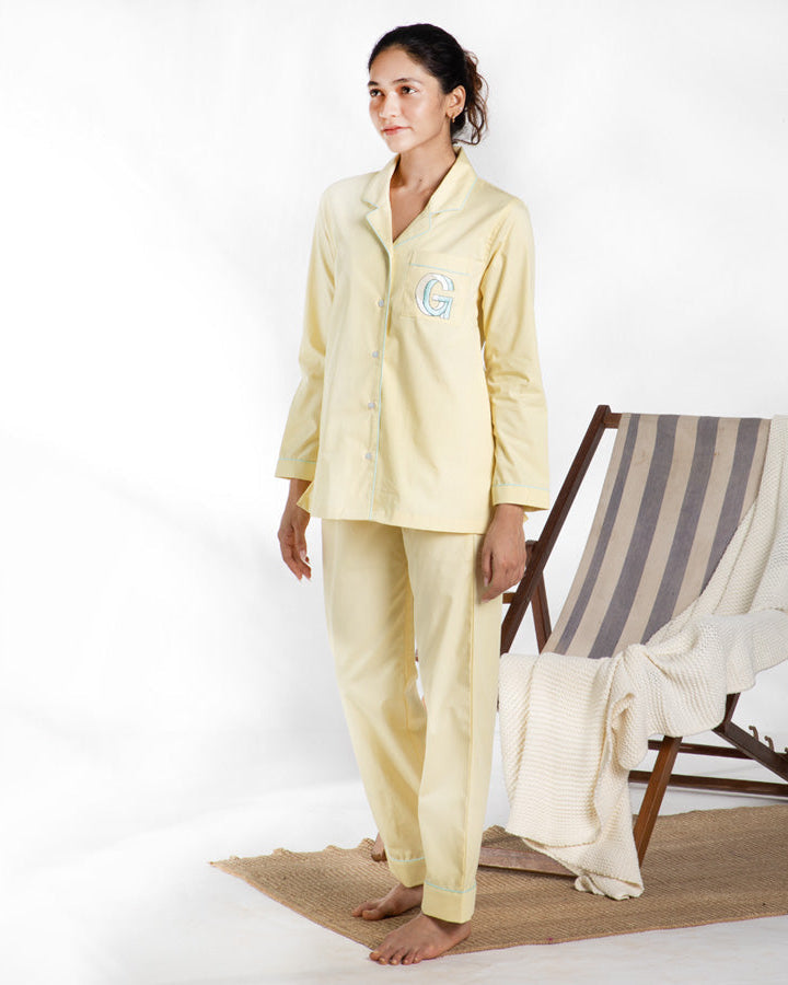 Lemonade - Everyday Set<br>Women’s Cotton Notch Collar Pajama Set
