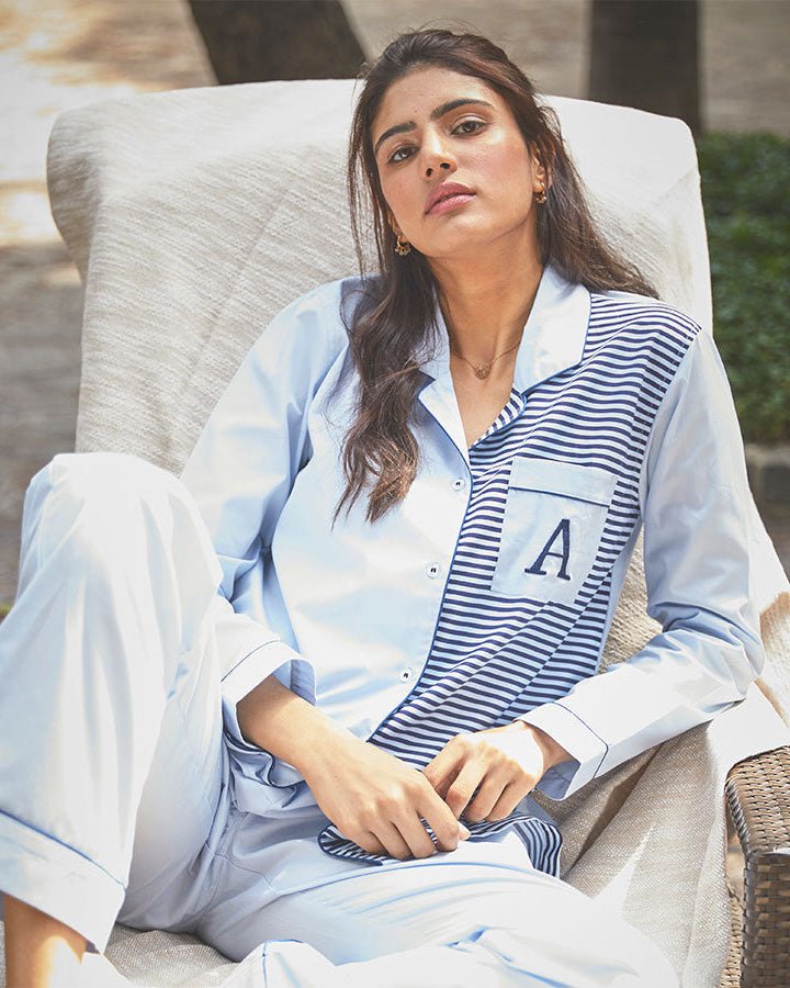 Cool Mint Cotton Notched Collar Pyjama Set