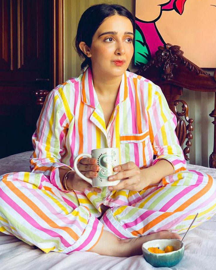 Tropical Punch Cotton Notched Collar Pyjama Set